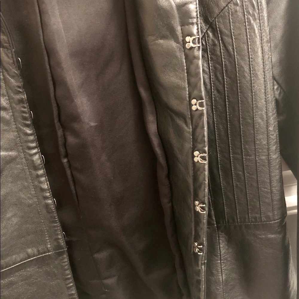 Black Leather Blazer 100% Genuine Leather Size M - Picture 5 of 11